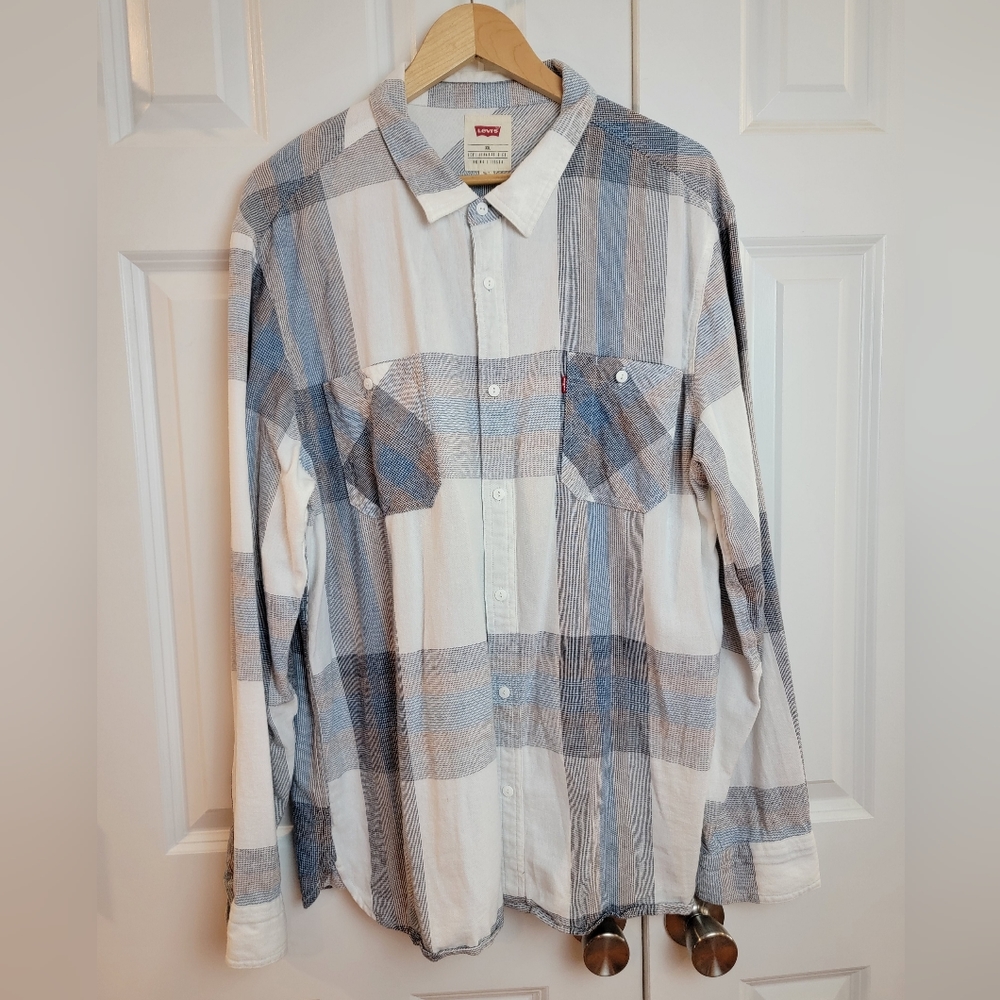 Levi's Plaid Flannel Button Down Long Sleeve Shirt Size XL